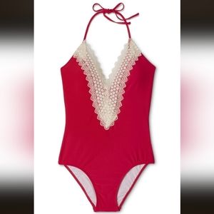 Cupshe Sea Angel Lace Halter One Piece Swimsuit Size M